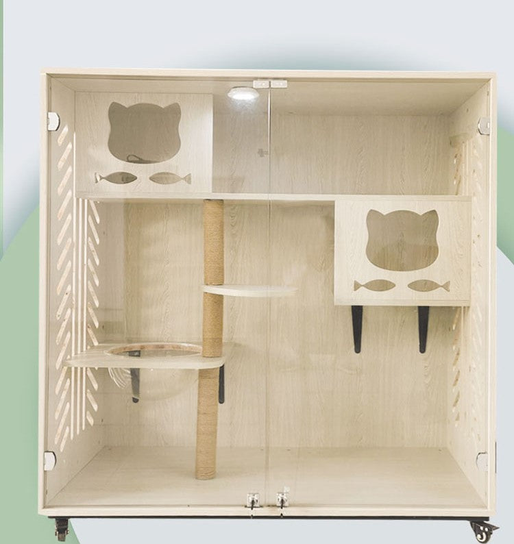 Luxury Cat Villa Solid Wood Cat House Custom Cat Cabinet Cat Room