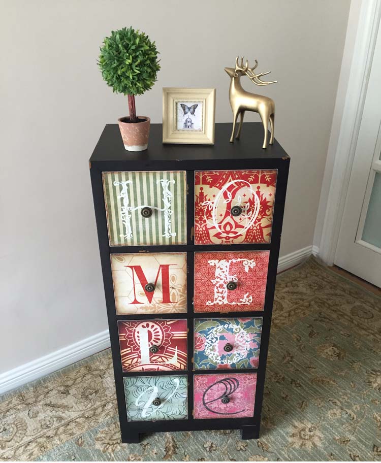 European country drawer Living room Black Vintage Cabinet Side Cabinet