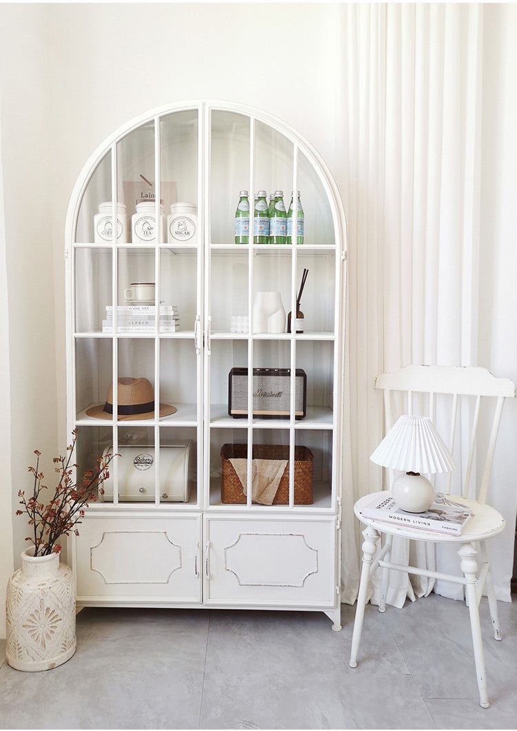 French American retro country glass door cabinet dining-side cabinet storage cabinet Storage display bookcase storage wine cabinet