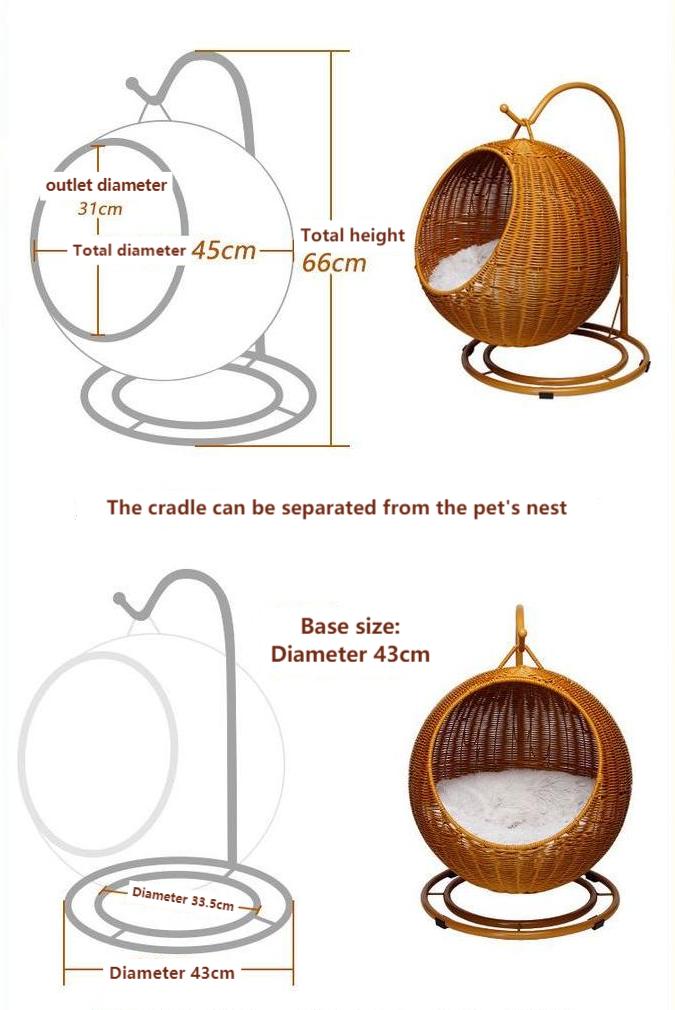 Pet hammock cat nest rattan swing bed cat hanging cradle