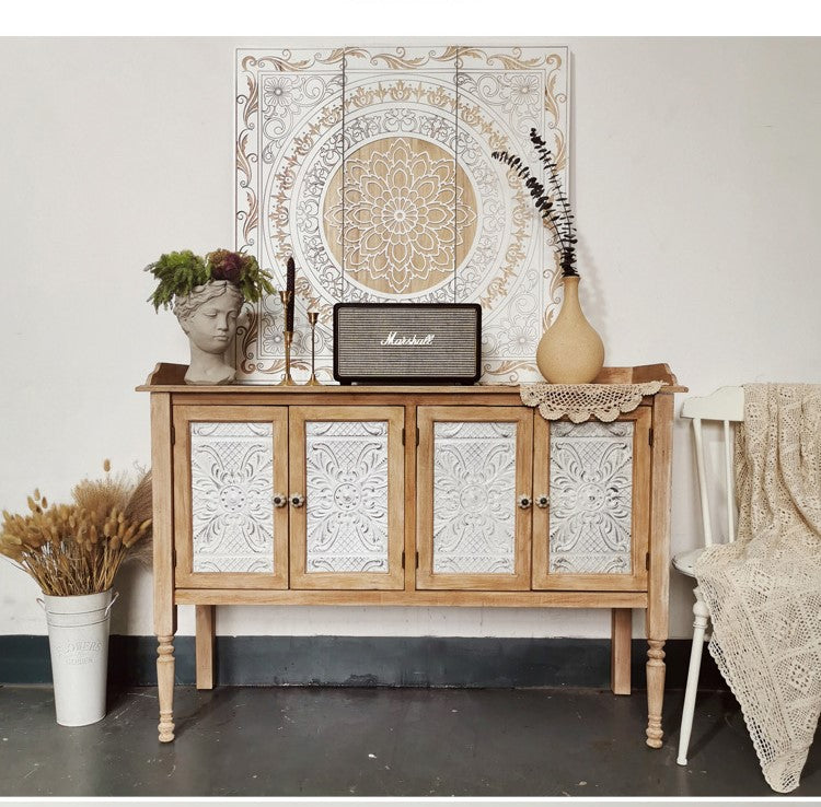 Retro Southeast Asia Solid wood iron carving Cabinet Sideboard