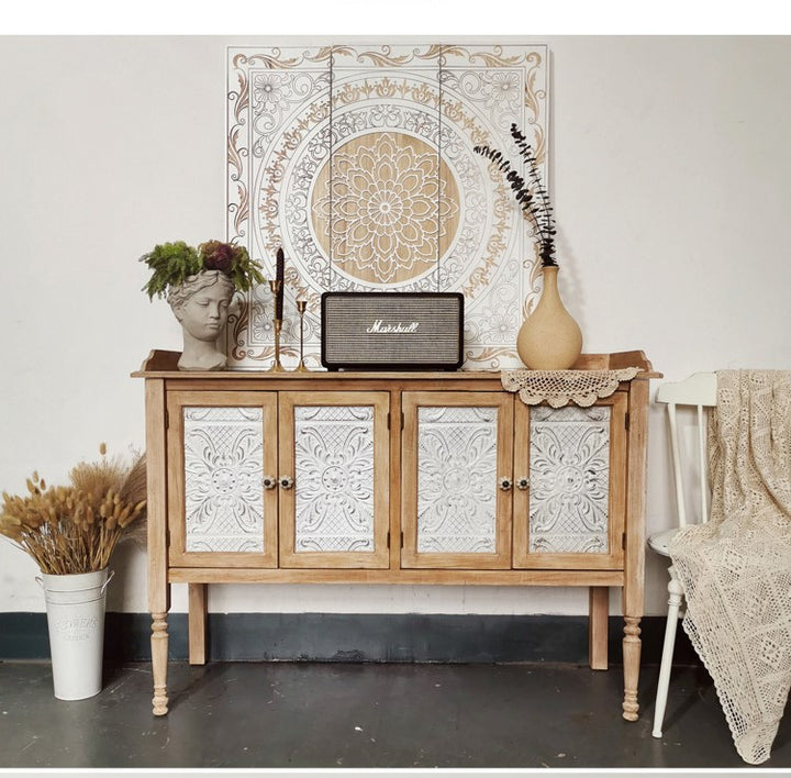 Retro Southeast Asia Solid wood iron carving Cabinet Sideboard