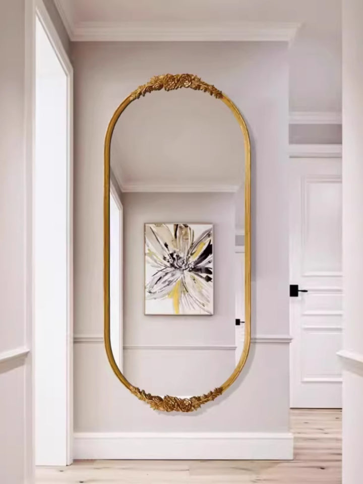 Retro Mirror Wall Hanging Carved Full-length Mirror