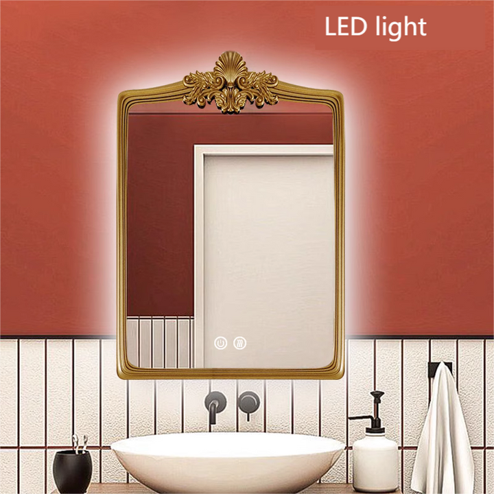 French Retro Carved Wall Hanging Mirror Bathroom mirror