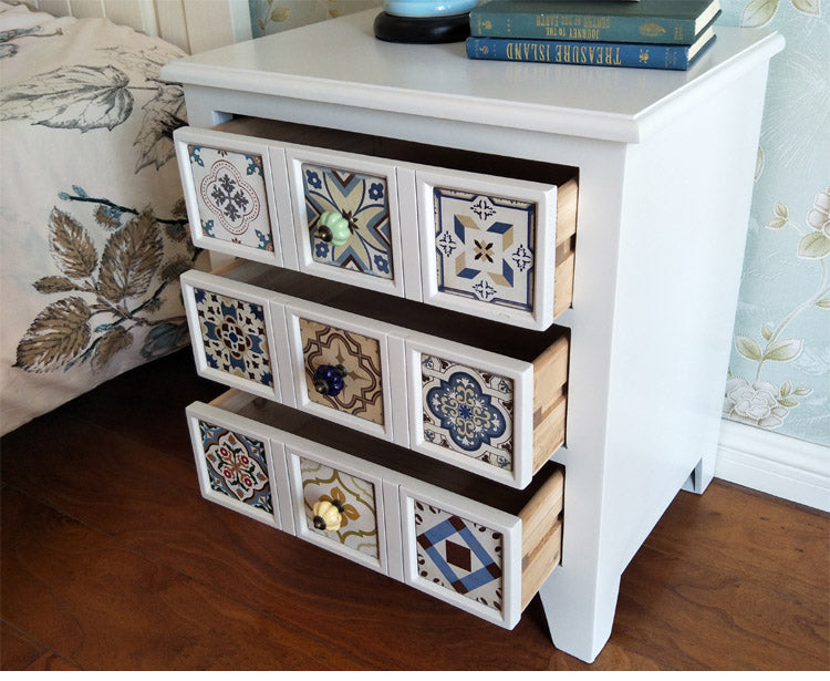 American Mediterranean Style drawer Solid wood bedside table storage cabinet