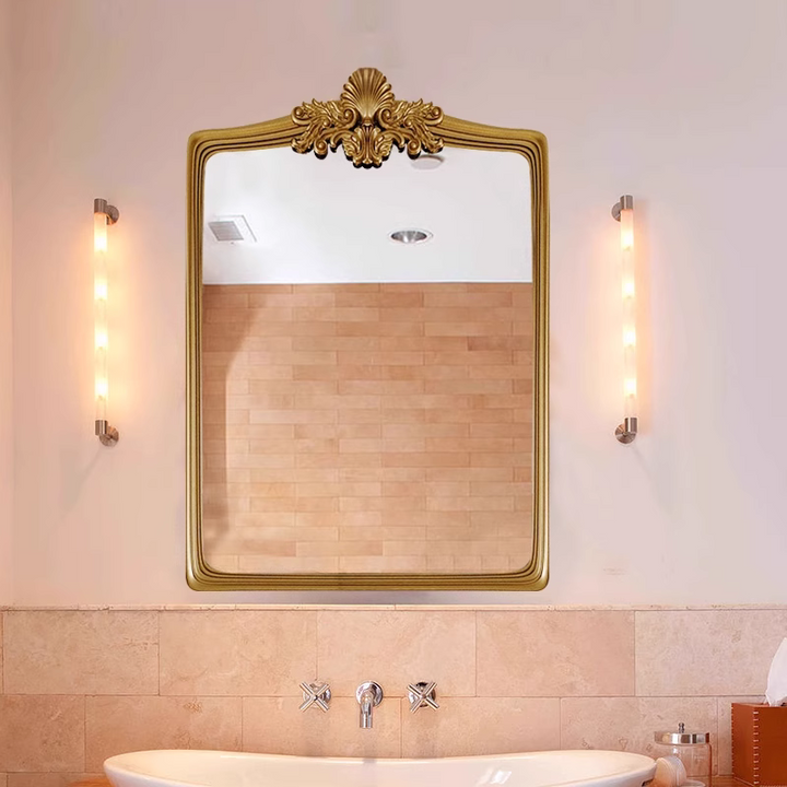 French Retro Carved Wall Hanging Mirror Bathroom mirror