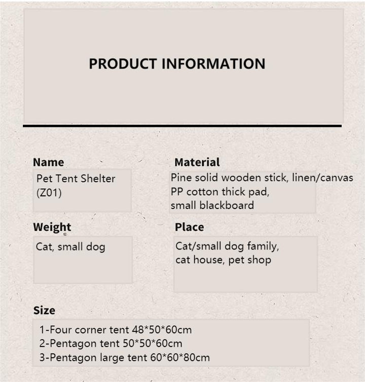 Pet bed cat/dog kennel outdoor mat small pet tent