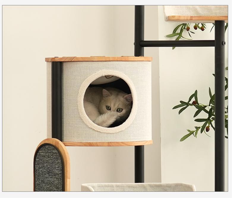 Cat condo cat tree tower cat scratcher cat villa Solid wood cat climbing frame