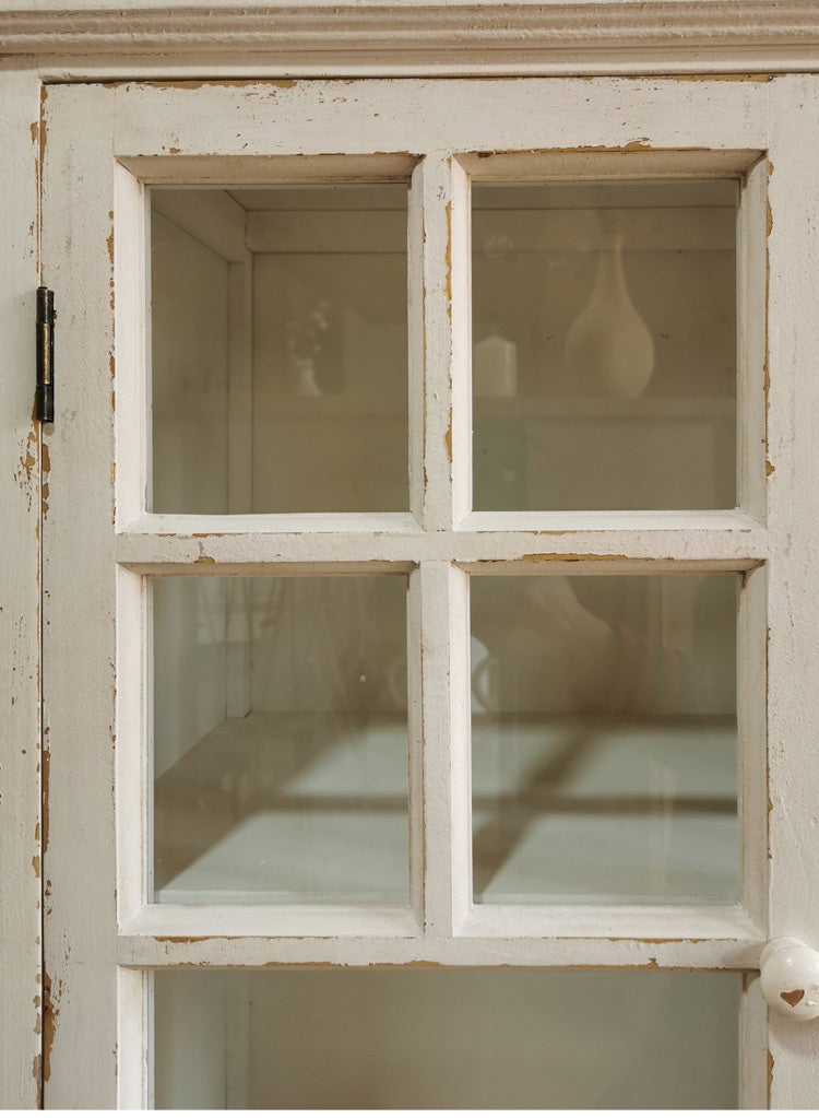 French American Country Retro Side Cabinet Solid Wood Storage Cabinet Tea Bowl Cabinet Display Cabinet Bookcase