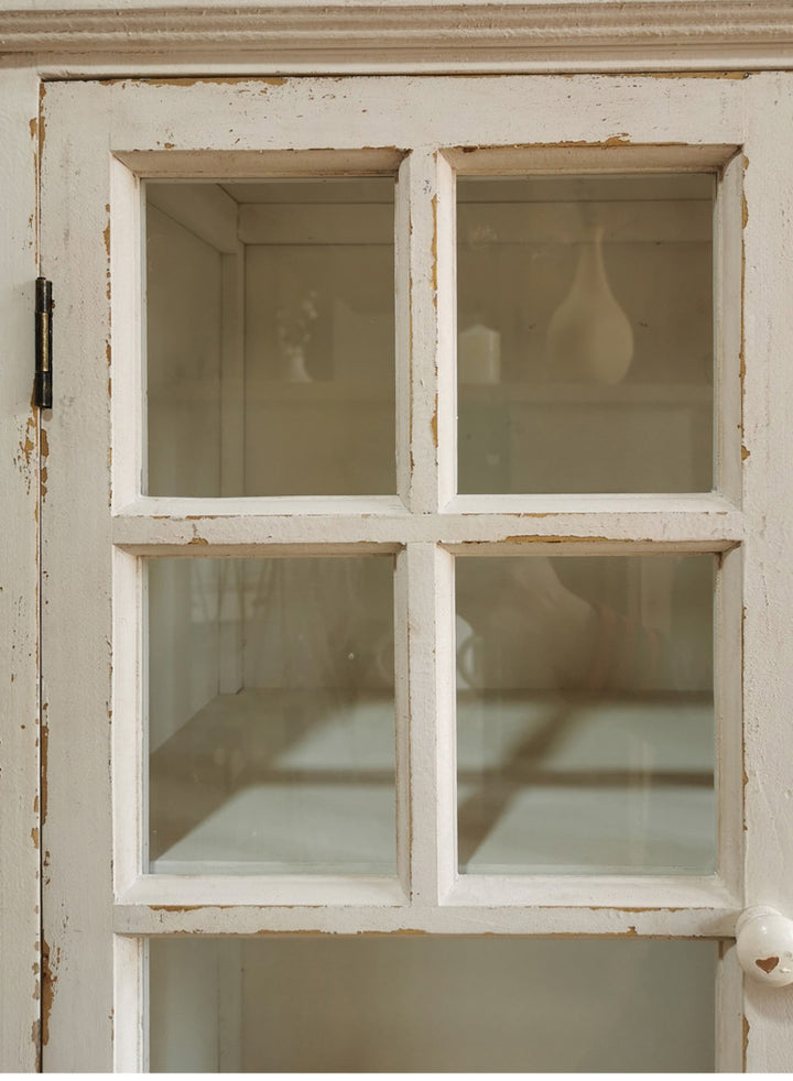 French American Country Retro Side Cabinet Solid Wood Storage Cabinet Tea Bowl Cabinet Display Cabinet Bookcase