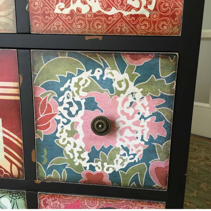 European country drawer Living room Black Vintage Cabinet Side Cabinet