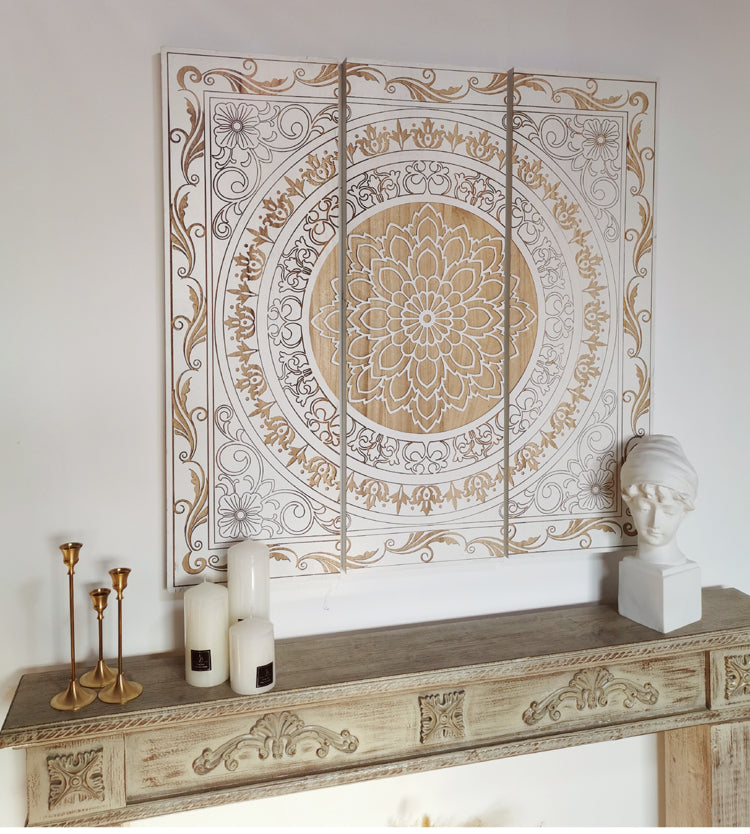 Moroccan-style retro living room bedroom sofa background wall wall hanging decorative paintings  S$206 White carving