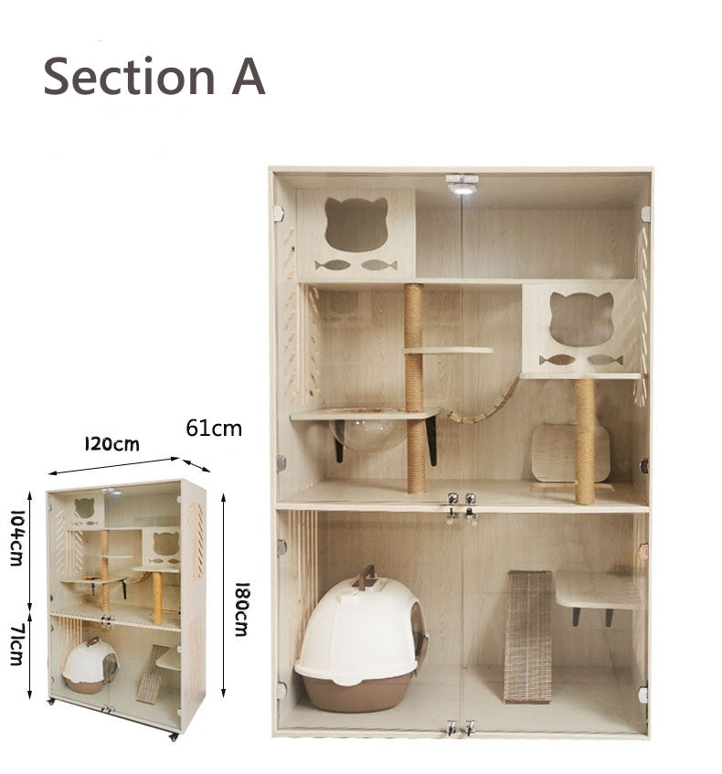 Luxury Cat Villa Solid Wood Cat House Custom Cat Cabinet Cat Room