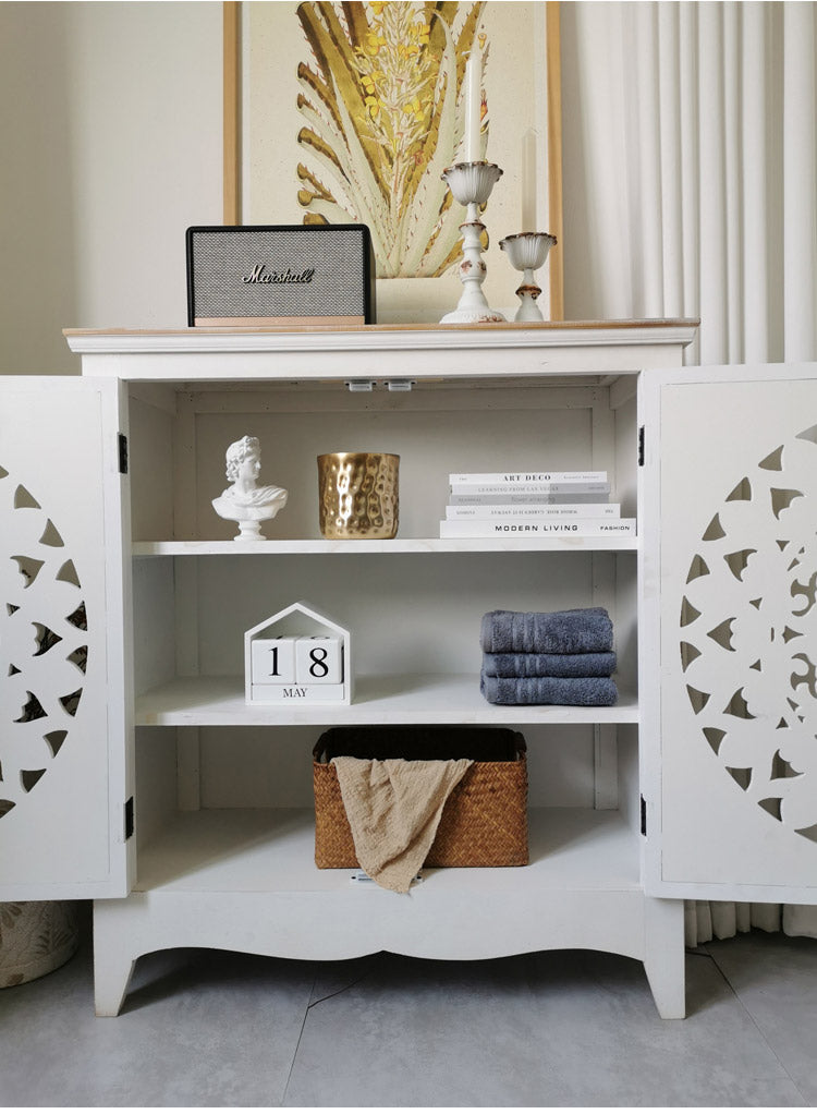 European style Country Retro Solid wood carved side cabinet shoe cabinet