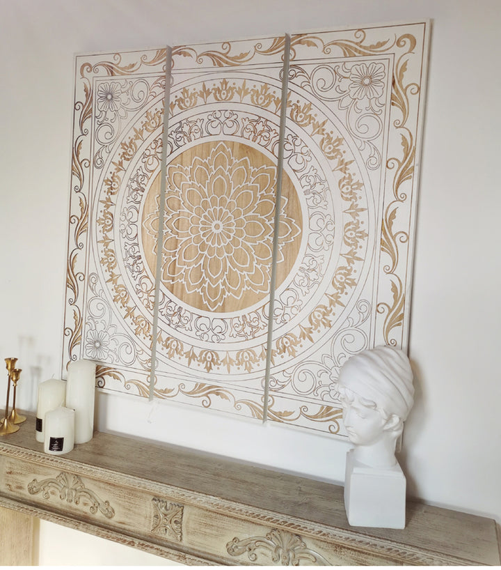 Moroccan-style retro living room bedroom sofa background wall wall hanging decorative paintings  S$206 White carving