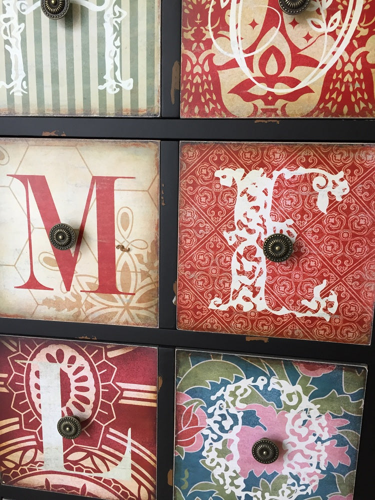 European country drawer Living room Black Vintage Cabinet Side Cabinet