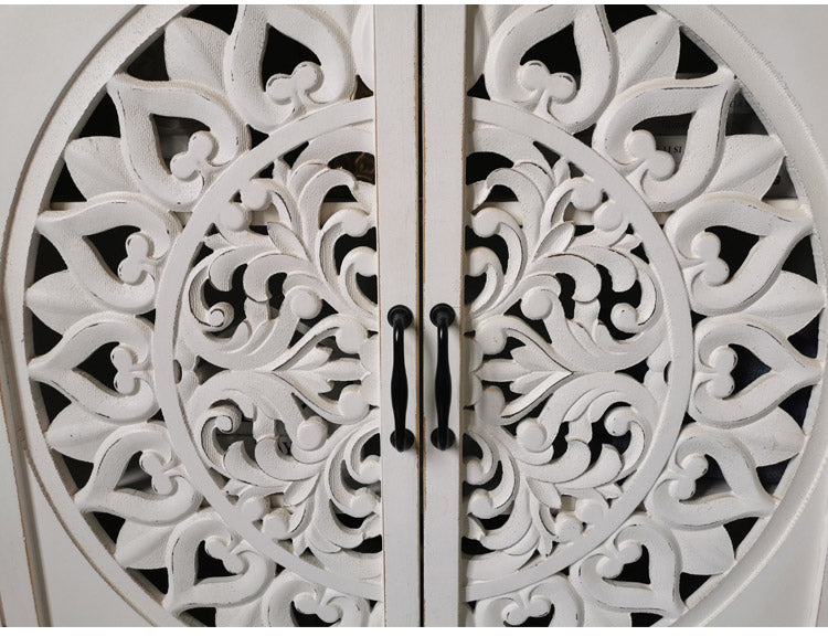 European style Country Retro Solid wood carved side cabinet shoe cabinet