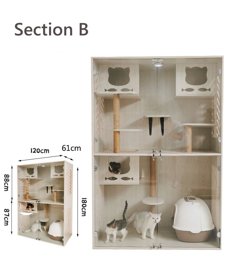 Luxury Cat Villa Solid Wood Cat House Custom Cat Cabinet Cat Room