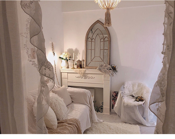 French Country Retro do old Decorative Mirror iron art wall hanging Window Mirror