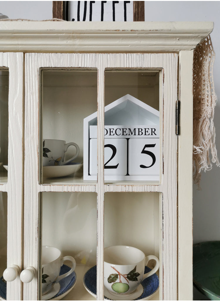 French country retro solid wood made old glass door hanging cabinet wall cabinet display cabinet kitchen bathroom hanging wall storage cabinet