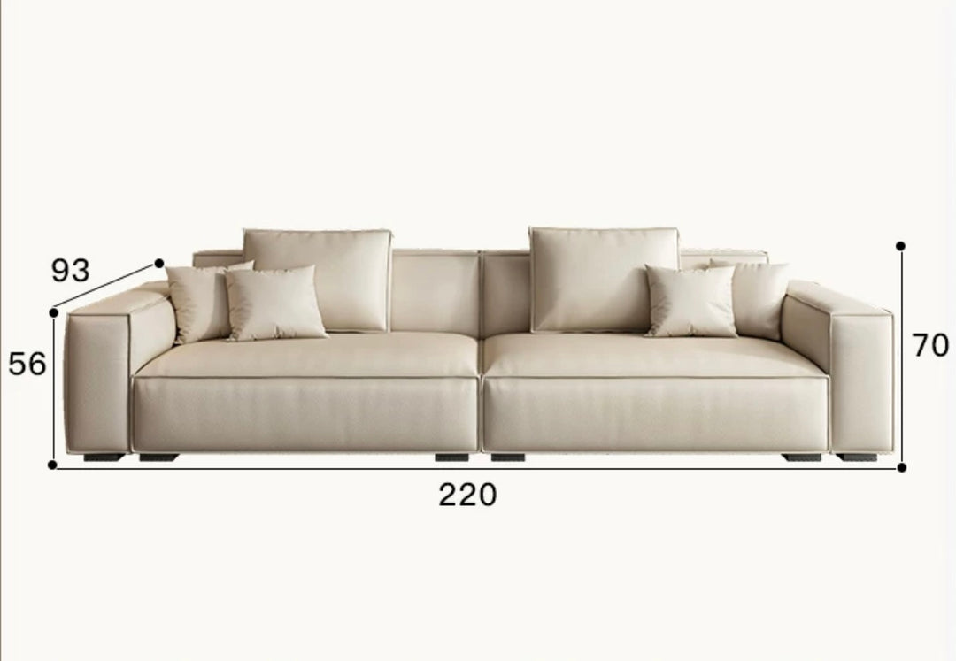 Tofu Block Sofa Italian Minimalist Head Layer Cowhide Leather