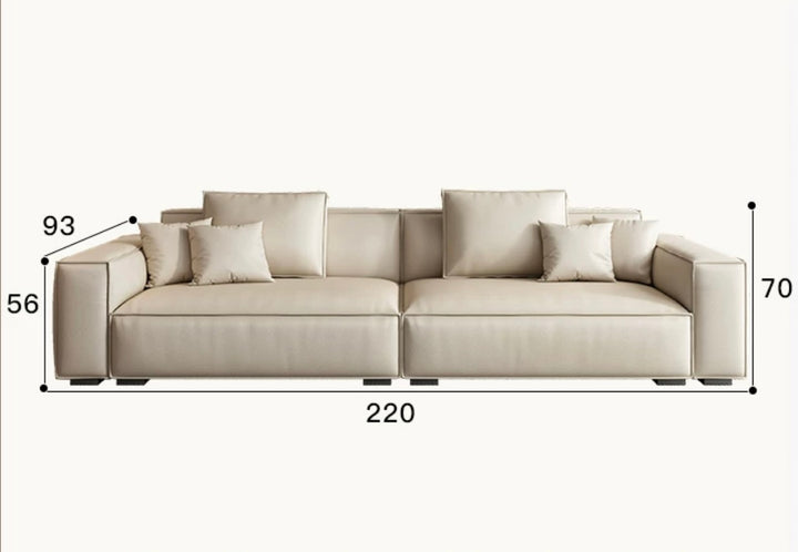 Tofu Block Sofa Italian Minimalist Head Layer Cowhide Leather