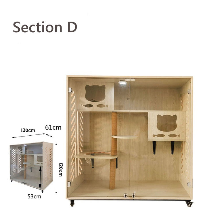 Luxury Cat Villa Solid Wood Cat House Custom Cat Cabinet Cat Room