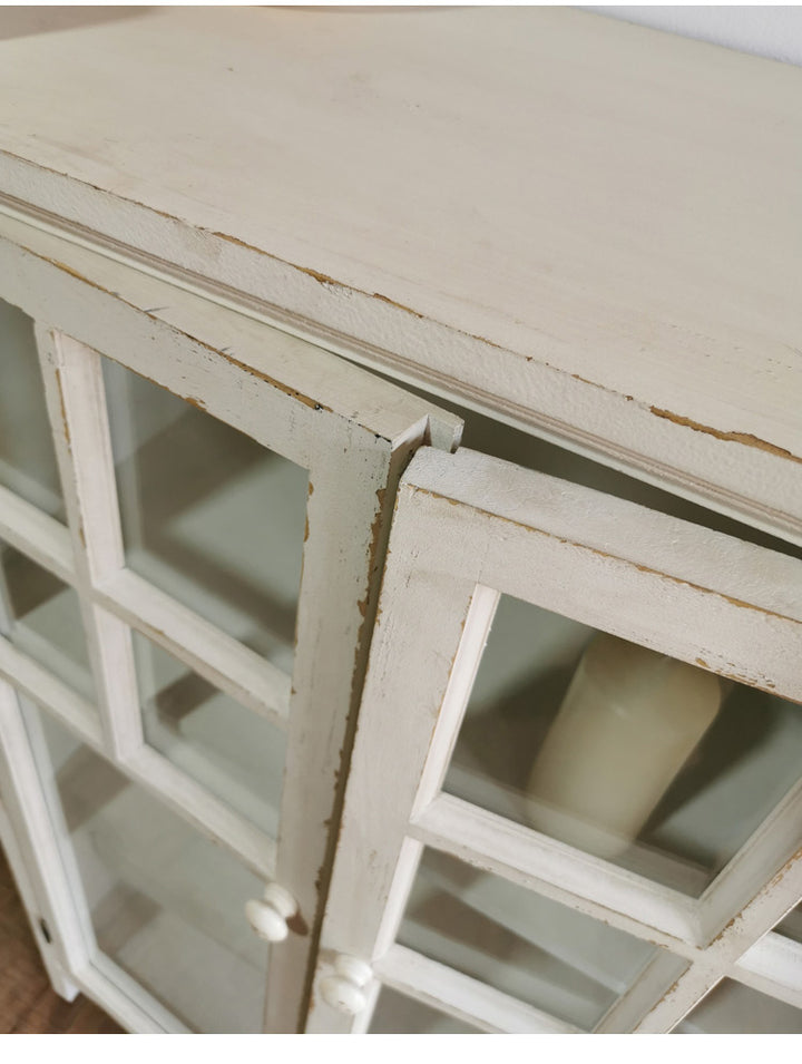 French American Country Retro Side Cabinet Solid Wood Storage Cabinet Tea Bowl Cabinet Display Cabinet Bookcase