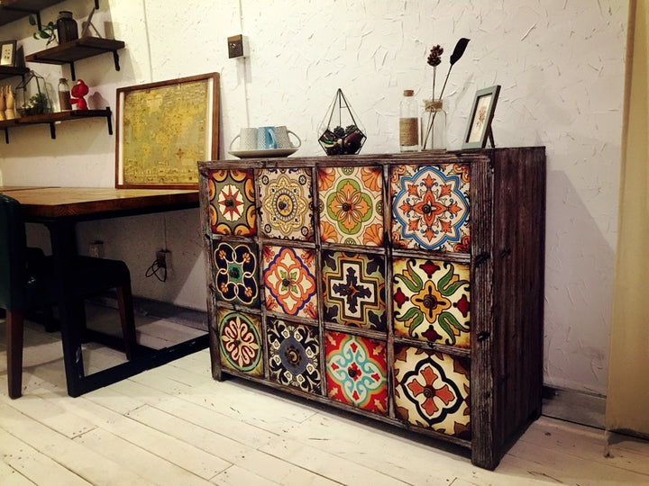 Solid wood Cabinet Retro drawer cabinet storage