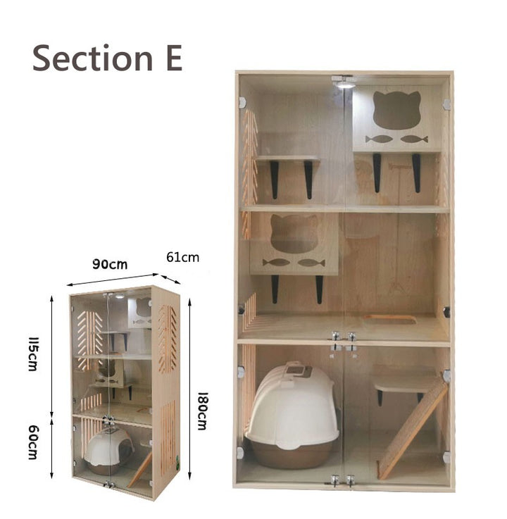 Luxury Cat Villa Solid Wood Cat House Custom Cat Cabinet Cat Room