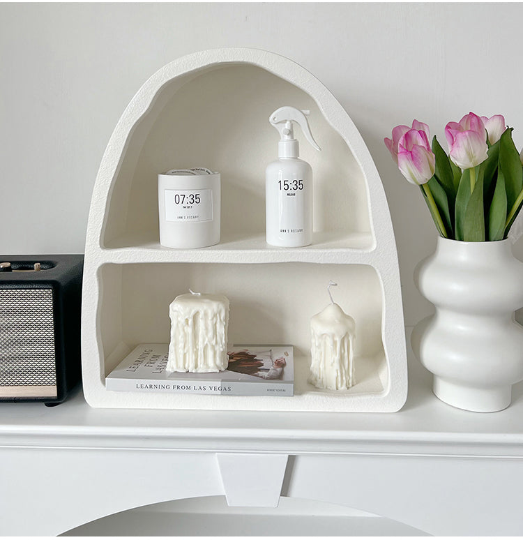 Nordic White Arched Wall Cabinet Living room Desktop Cosmetics Storage Cabinet Cup Rack Cave