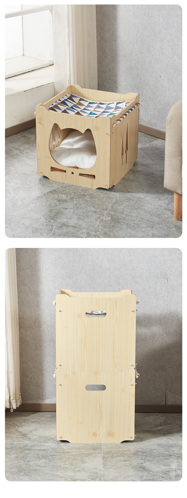 Wooden pet house Cat/kennel cat Hammock pet nightstand