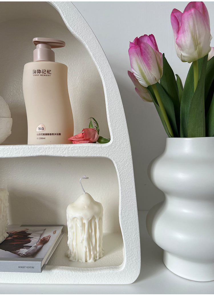 Nordic White Arched Wall Cabinet Living room Desktop Cosmetics Storage Cabinet Cup Rack Cave