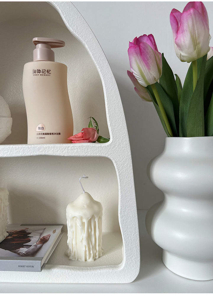 Nordic White Arched Wall Cabinet Living room Desktop Cosmetics Storage Cabinet Cup Rack Cave