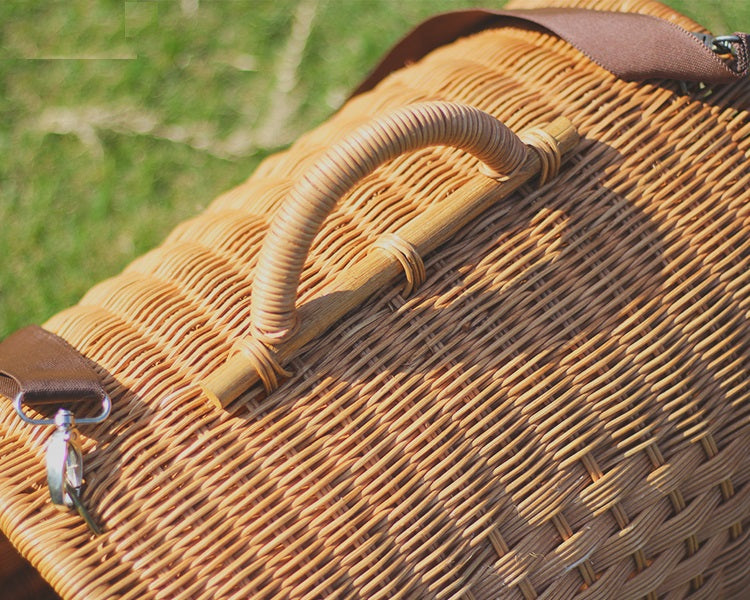 Handmade Rattan Cat Carrier Basket Cat Air Case Puppy Bag