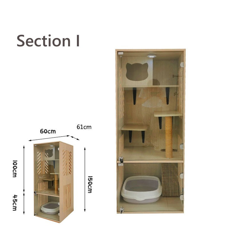 Luxury Cat Villa Solid Wood Cat House Custom Cat Cabinet Cat Room