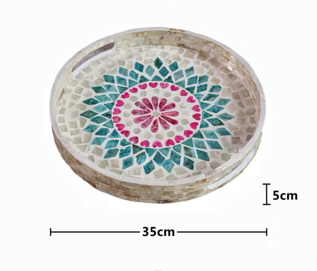 Round Mother Of Pearl  Deco Storage Tray