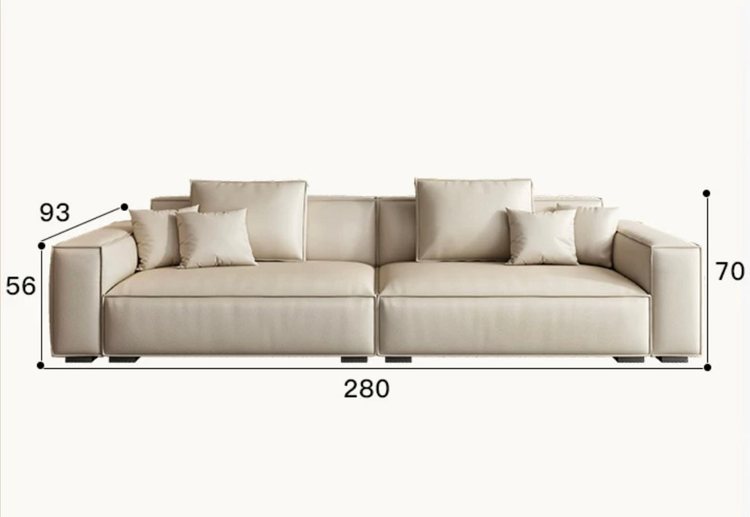 Tofu Block Sofa Italian Minimalist Head Layer Cowhide Leather