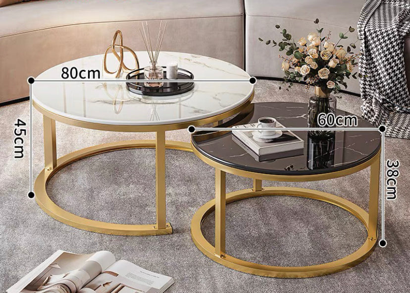 Round Tempered Glass Coffee Table Set