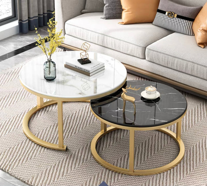 Round Tempered Glass Coffee Table Set