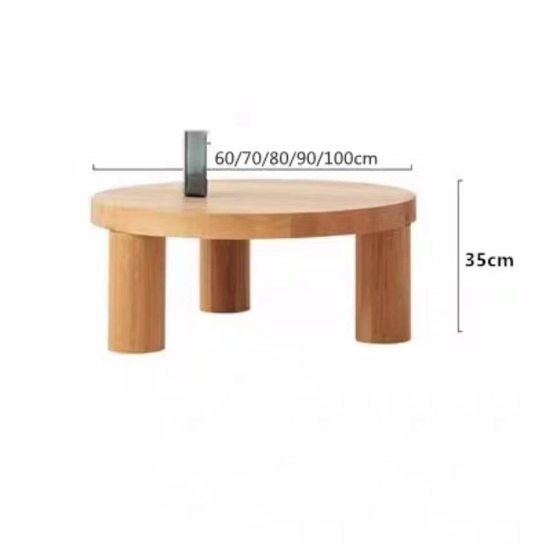 Wooden Coffee Table Round Solid Wood End Table