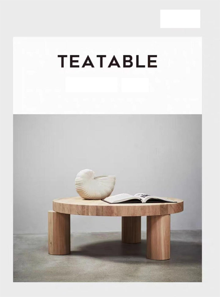 Wooden Coffee Table Round Solid Wood End Table