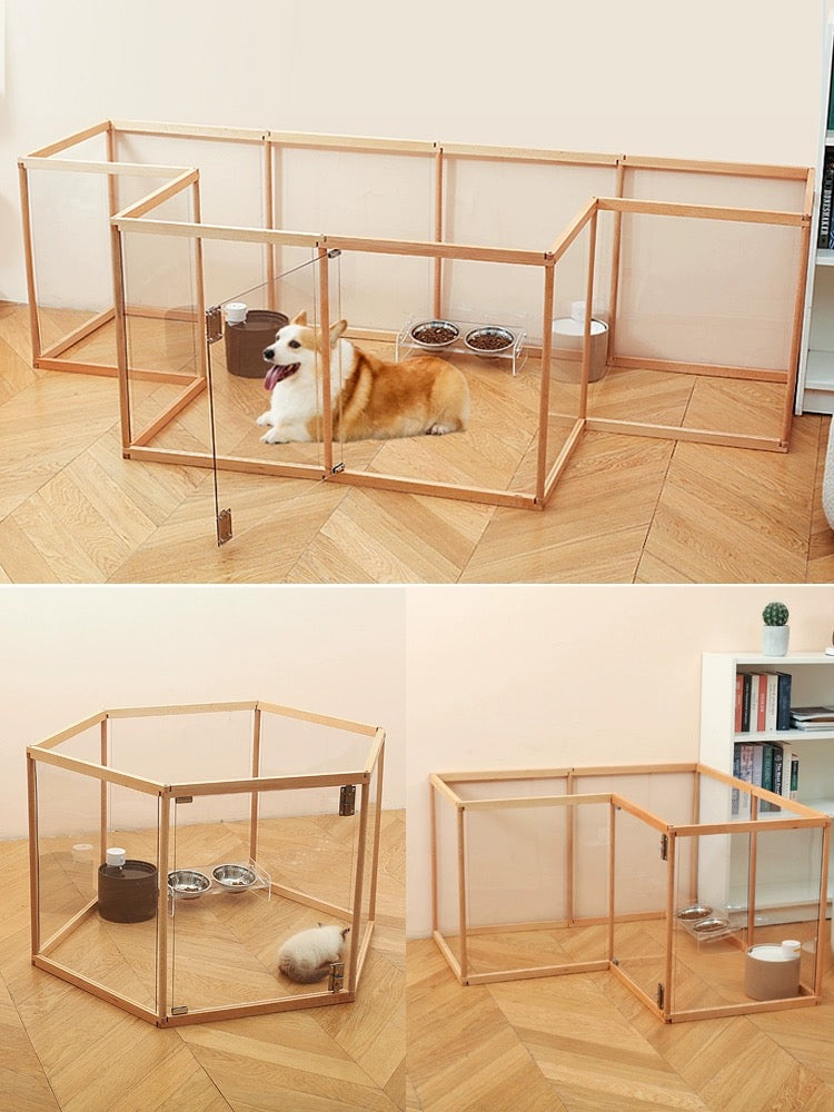 Solid Wood Acrylic Pet Pen Dog Confinement Dog Playpen Pet Cage