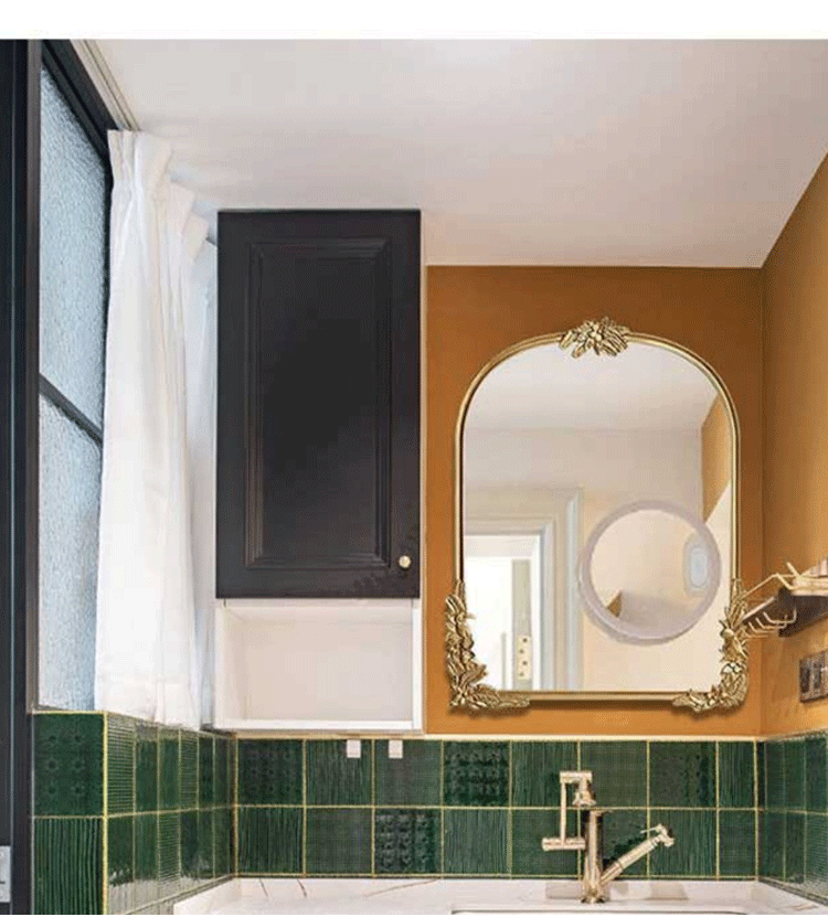 Retro Carved Mirror Wall Hanging Mirror Decorative Mirror