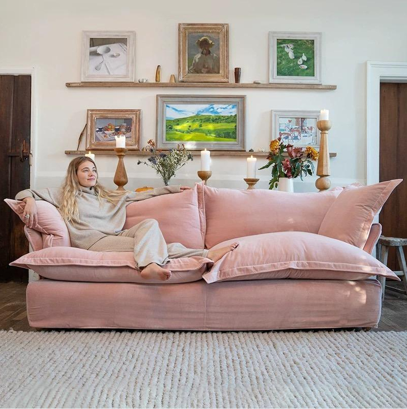 Emilio Velvet Sofa With Ottoman