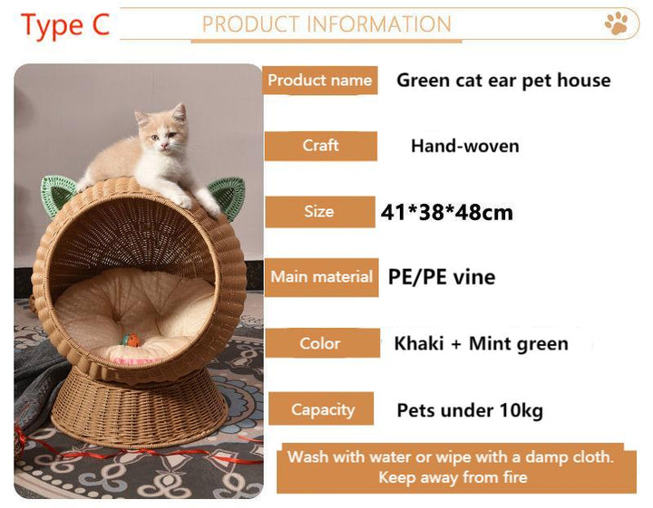 Pet hammock cat nest rattan swing bed cat hanging cradle