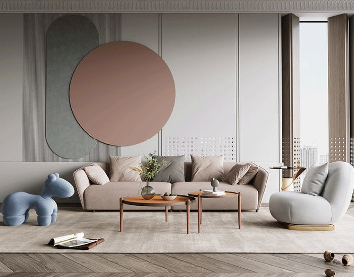 Italian Minimalist Saddle Leather Coffee Table Set