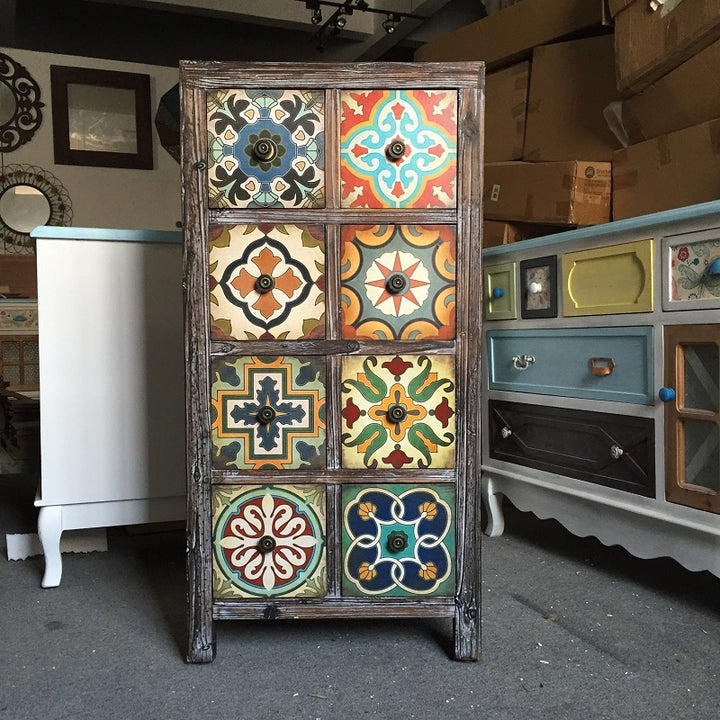 Solid wood Cabinet Retro drawer cabinet storage