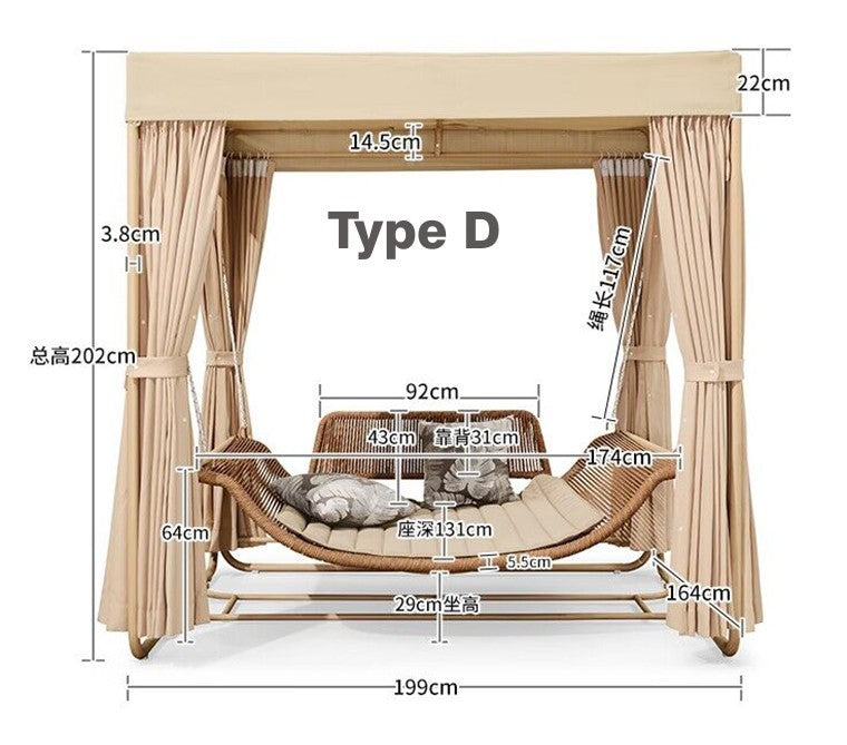 Outdoor Hanging Chair Courtyard Double Hammock Garden Swing Chair