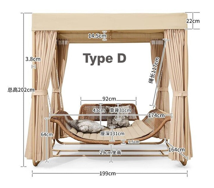 Outdoor Hanging Chair Courtyard Double Hammock Garden Swing Chair
